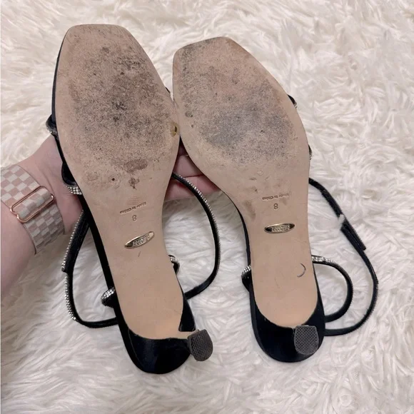 Badgley Mischka Black Strappy Heels Black Sparkly Heels Black Heels - Picture 5 of 5